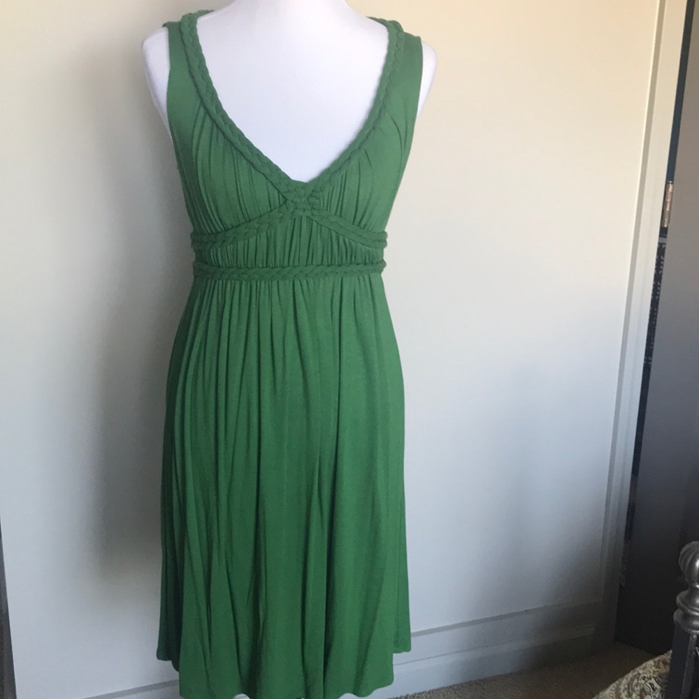Emerald Green Jersey Dress with braided detail